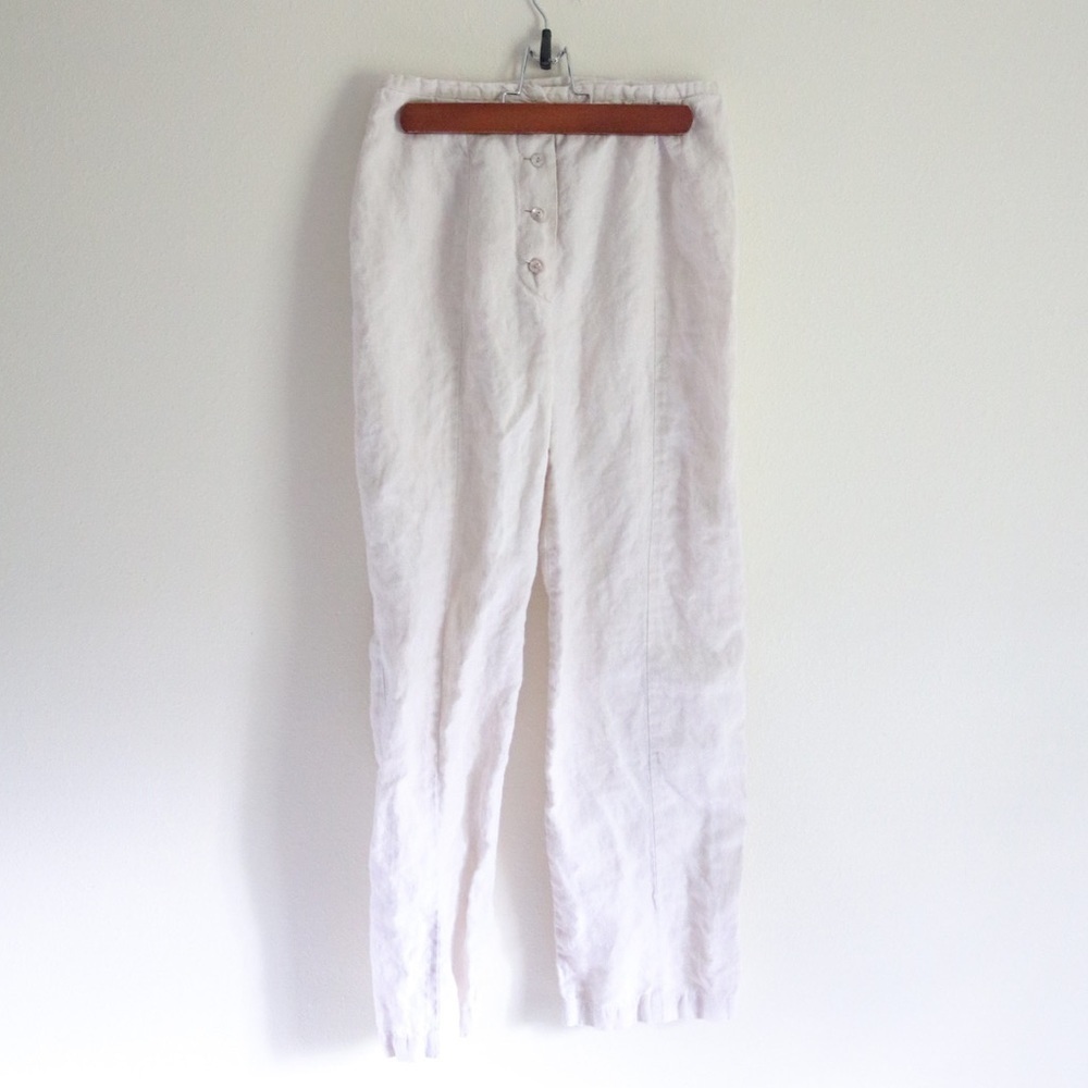 Seeds Linen Brown Buttons With Drawstring Trousers - image 1